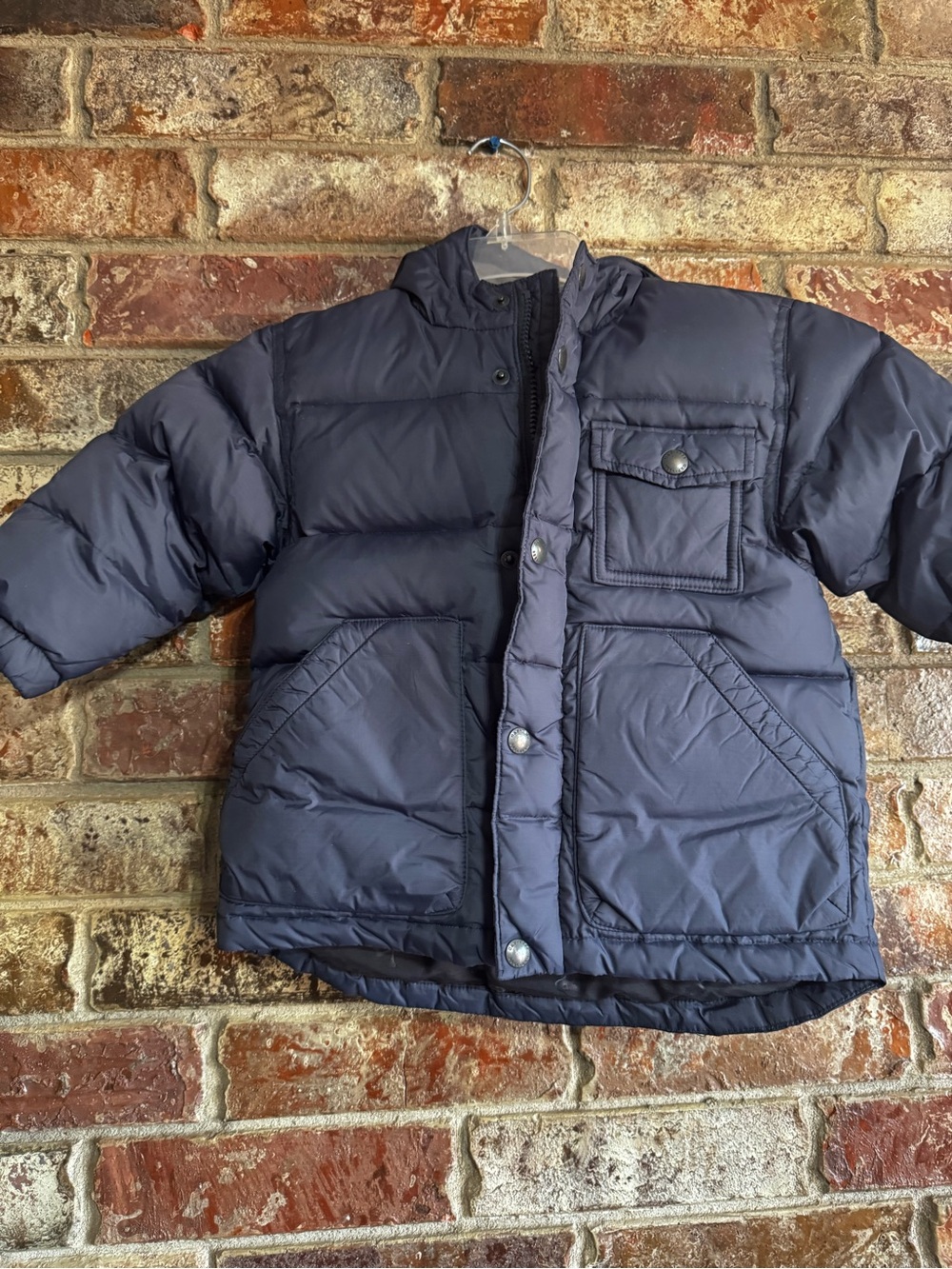 GAP Navy Down Puffer Jacket with Snap-Front